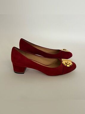 Salvatore Ferragamo Fiamma red suede pumps